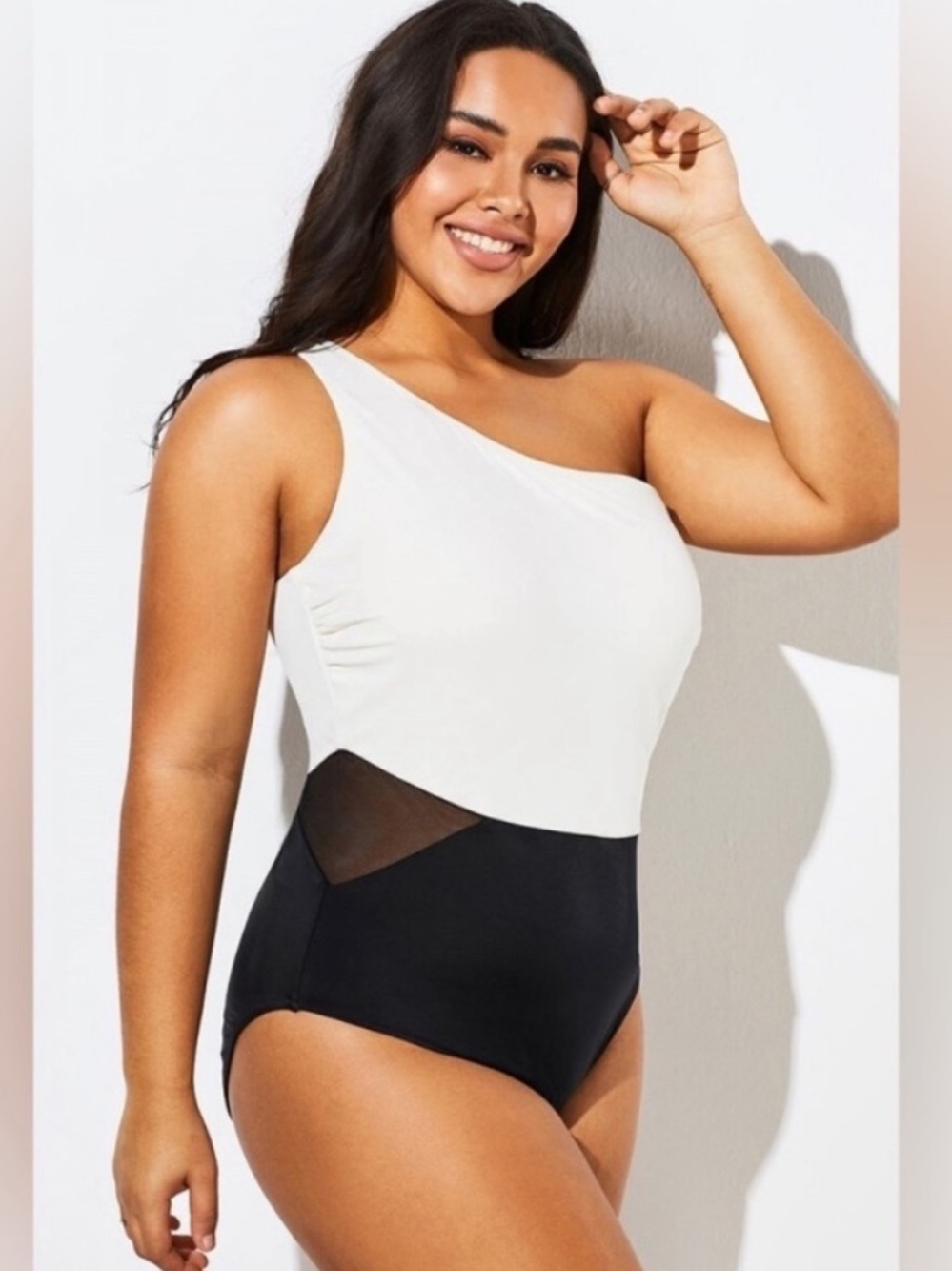 New Meet Curve Plus size Sexy One shoulder swimsuit